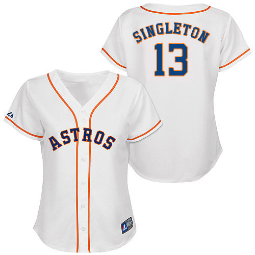 Jon Singleton #13 mlb Jersey-Houston Astros Women's Authentic Home White Cool Base Baseball Jersey